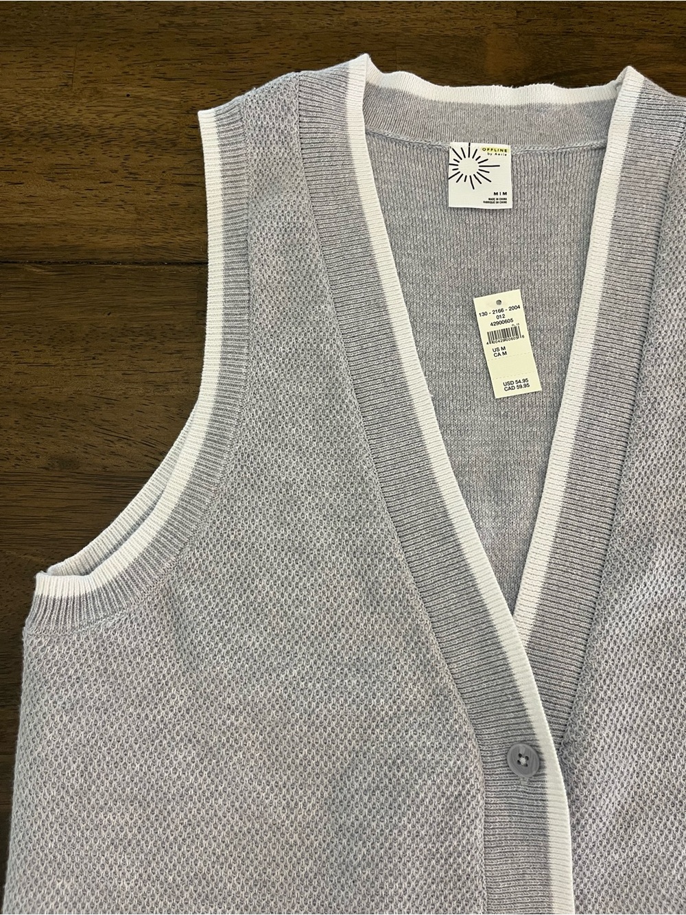 Offline by Aerie Tennis Sweater Vest Cardigan Cotton Blend Preppy Sz MED NWT - Picture 5 of 12